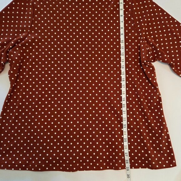 Croft & Barrow Women’s Plus 3/4 Sleeve Polka Dot Top, 2X, Rust / White - Picture 6 of 8